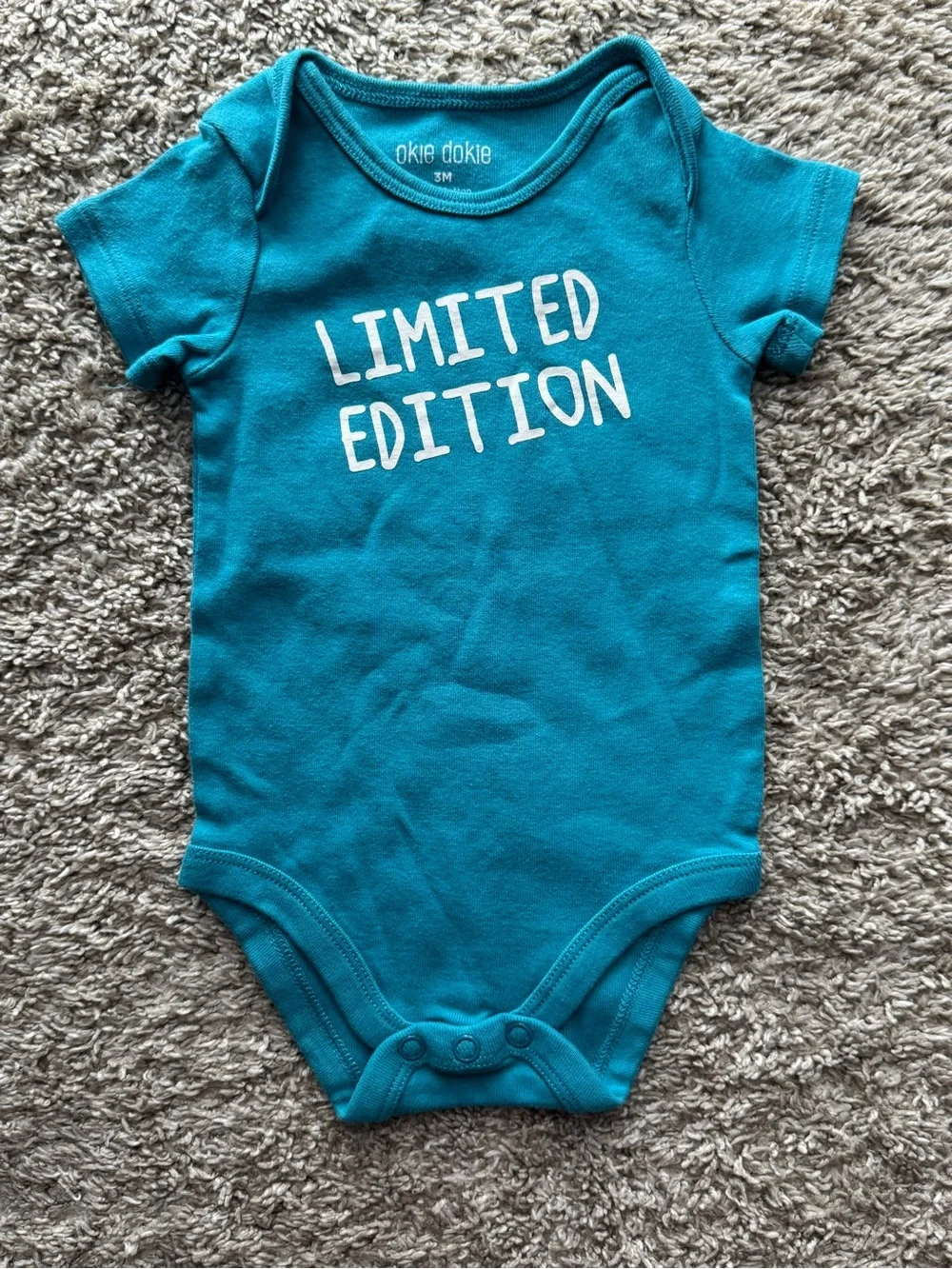 Okie Dokie Limited Edition Teal Short Sleeve Bodysuit Baby 3 Months